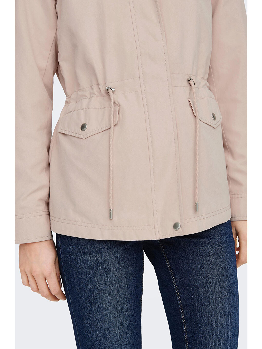 Pembe Onlnewstarline Regular Fit Kapüşonlu Cepli Mevsimlik Kadın Mont 15218612-3