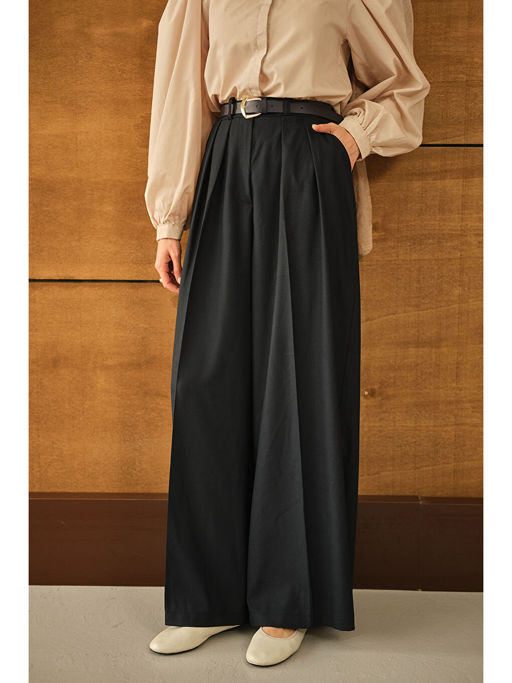 Kadın Palazzo Pantolon Lacivert-1