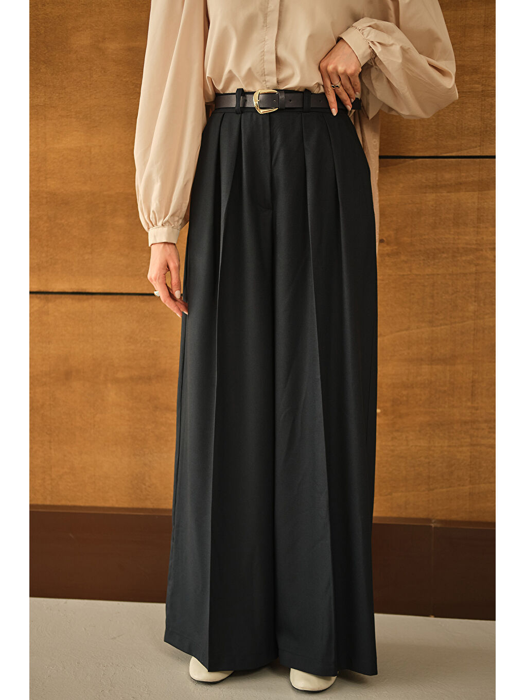 Kadın Palazzo Pantolon Lacivert-4