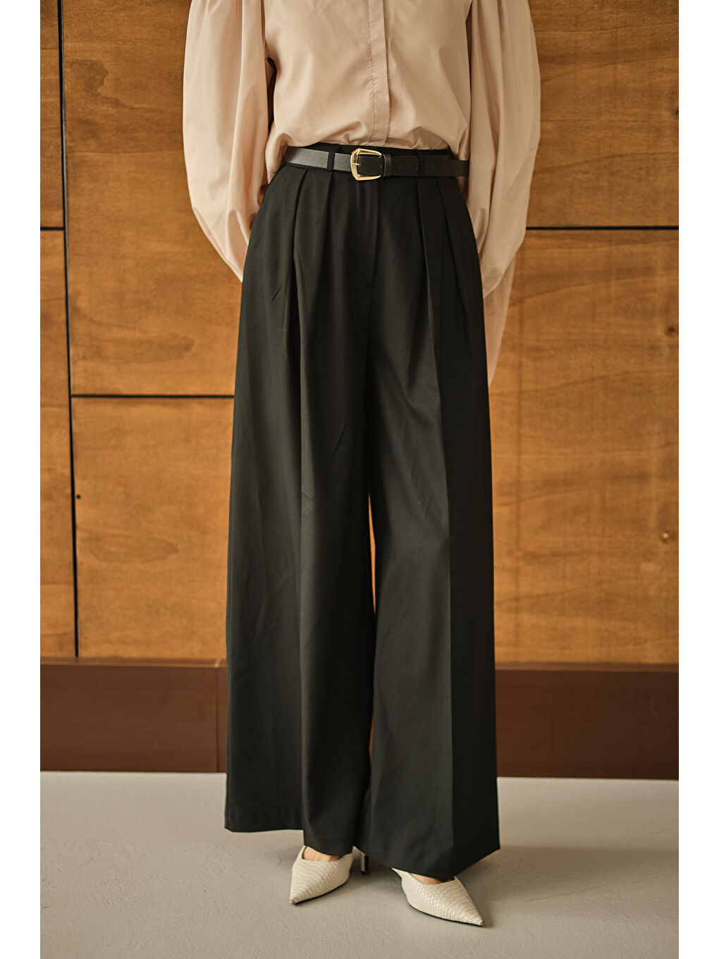 Kadın Palazzo Pantolon Siyah-1