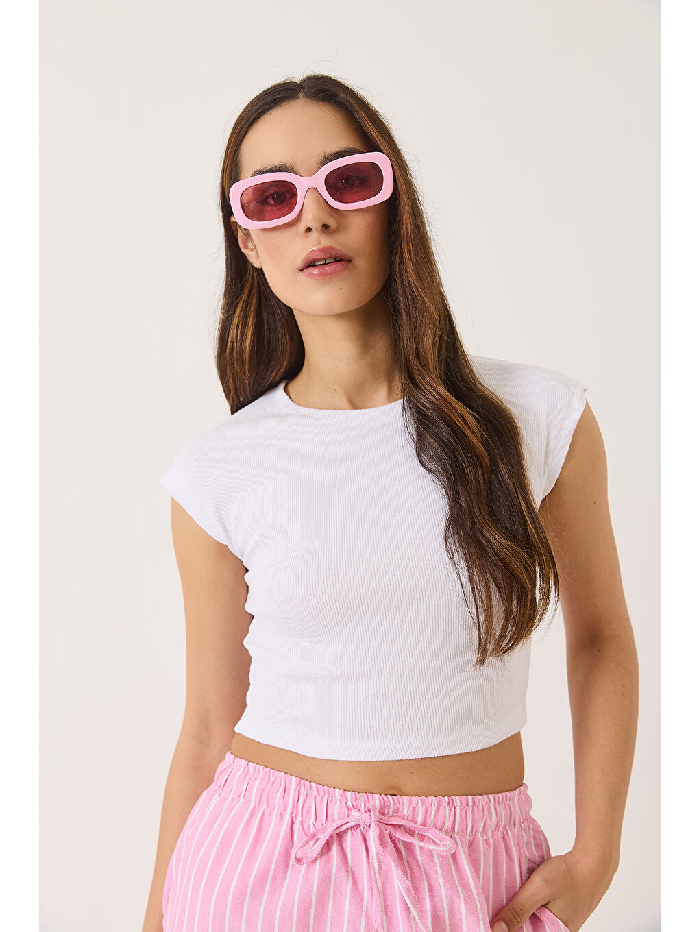 Siyah Kadın Bisiklet Yaka Kısa Kollu Basic Kaşkorse İkili Crop Top T-Shirt-1