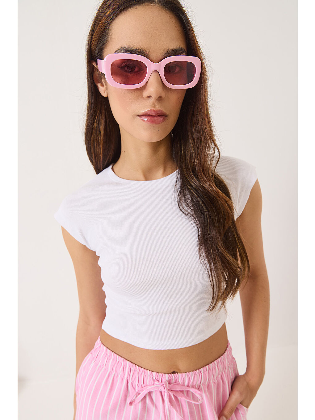 Siyah Kadın Bisiklet Yaka Kısa Kollu Basic Kaşkorse İkili Crop Top T-Shirt-2