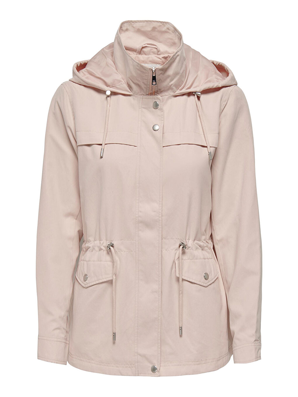 Pembe Onlnewstarline Regular Fit Kapüşonlu Cepli Mevsimlik Kadın Mont 15218612-5