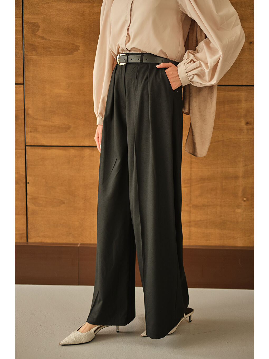 Kadın Palazzo Pantolon Siyah-3