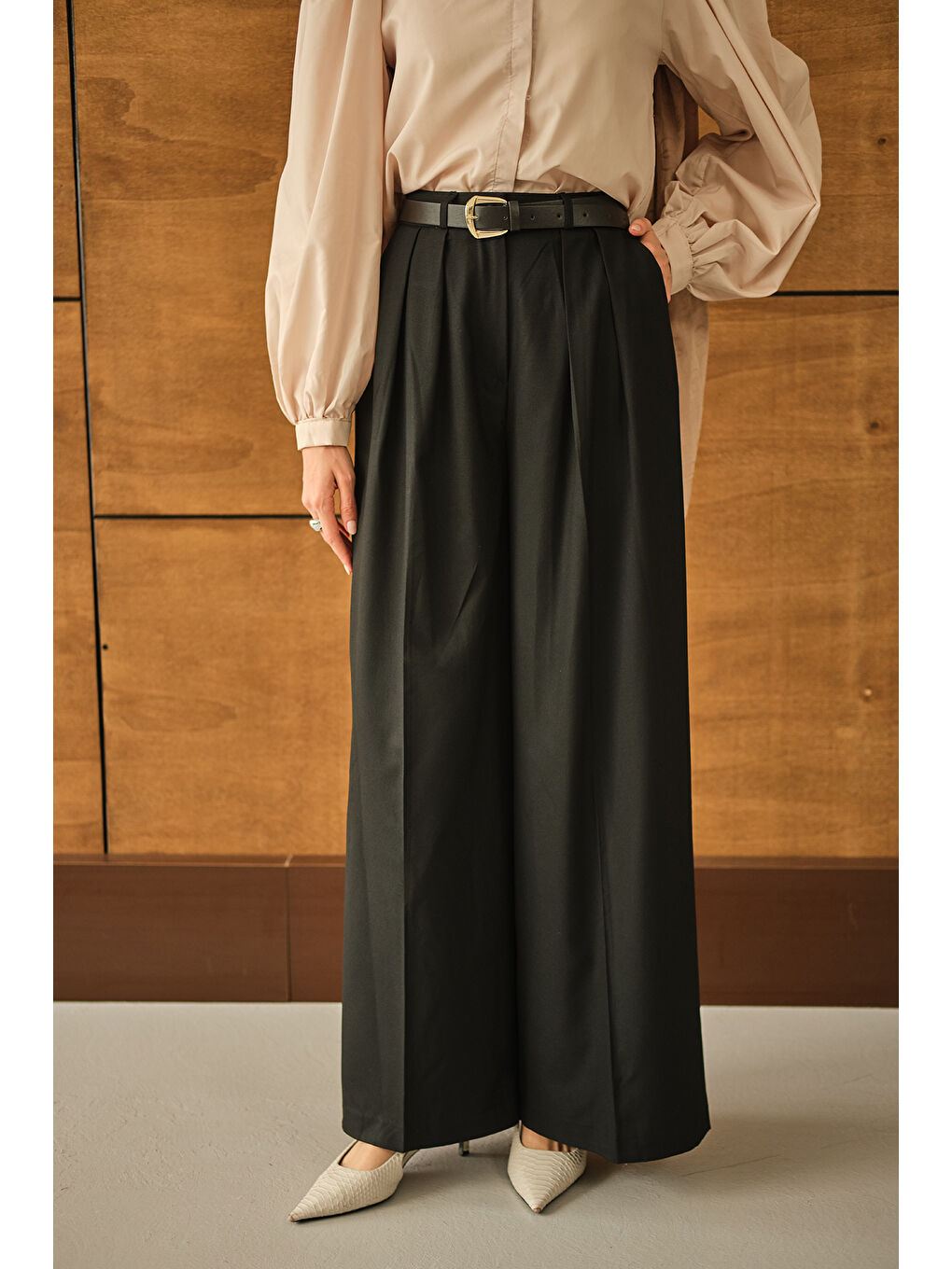 Kadın Palazzo Pantolon Siyah-4