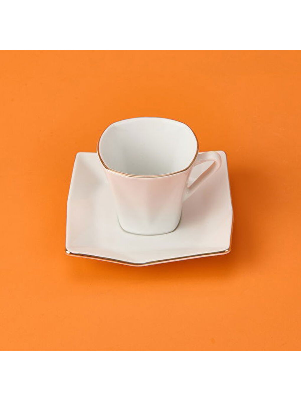 Menekşe 12 Parça Porselen Kahve Fincan Takımı - Beyaz / Altın - 80 ml-1