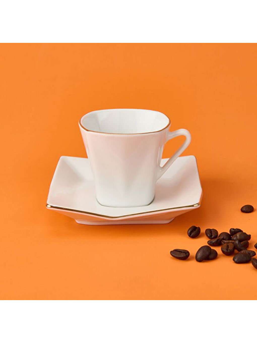 Menekşe 12 Parça Porselen Kahve Fincan Takımı - Beyaz / Altın - 80 ml-2