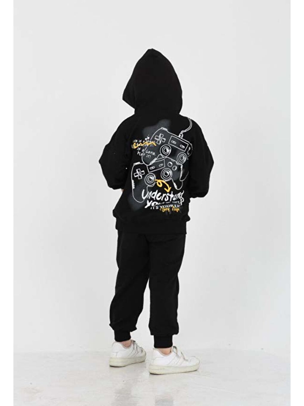 Siyah Erkek Çocuk Born Agaın Baskılı Eşofman Takım-1