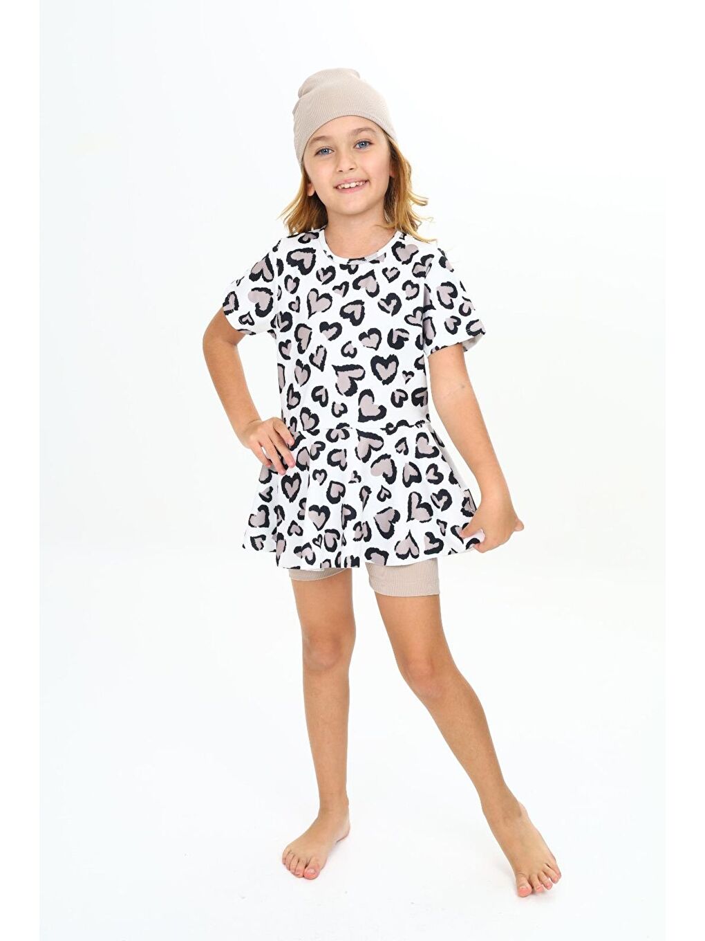 Siyah Üç Parça Kız Çocuk Boneli Mayo