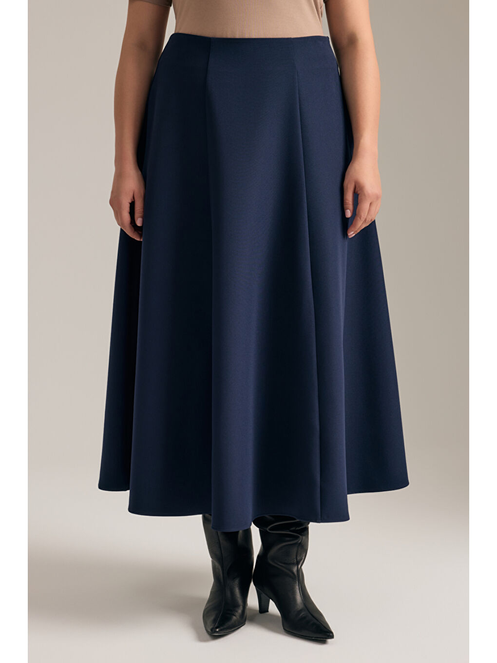 Lacivert Kuplu Kloş Etek-1
