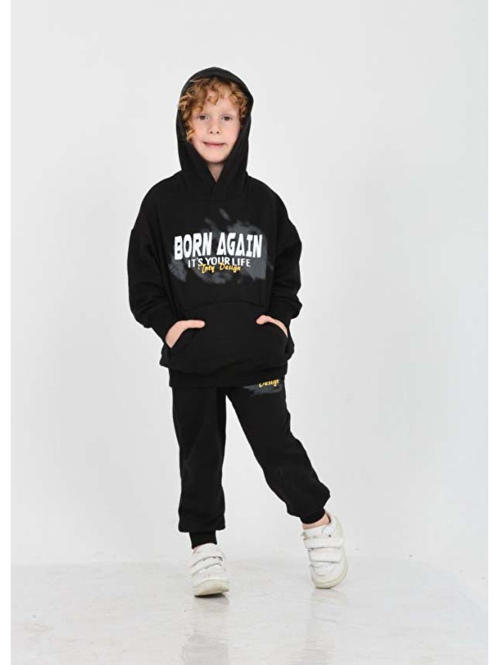 Siyah Erkek Çocuk Born Agaın Baskılı Eşofman Takım-3