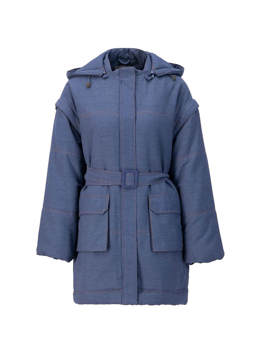 Yelek Olarak Kullanılabilen Denim Mont 24K7607 Lacivert