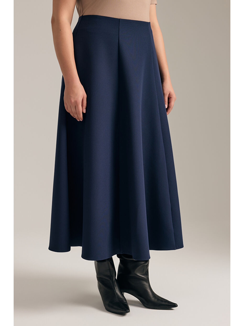 Lacivert Kuplu Kloş Etek-2