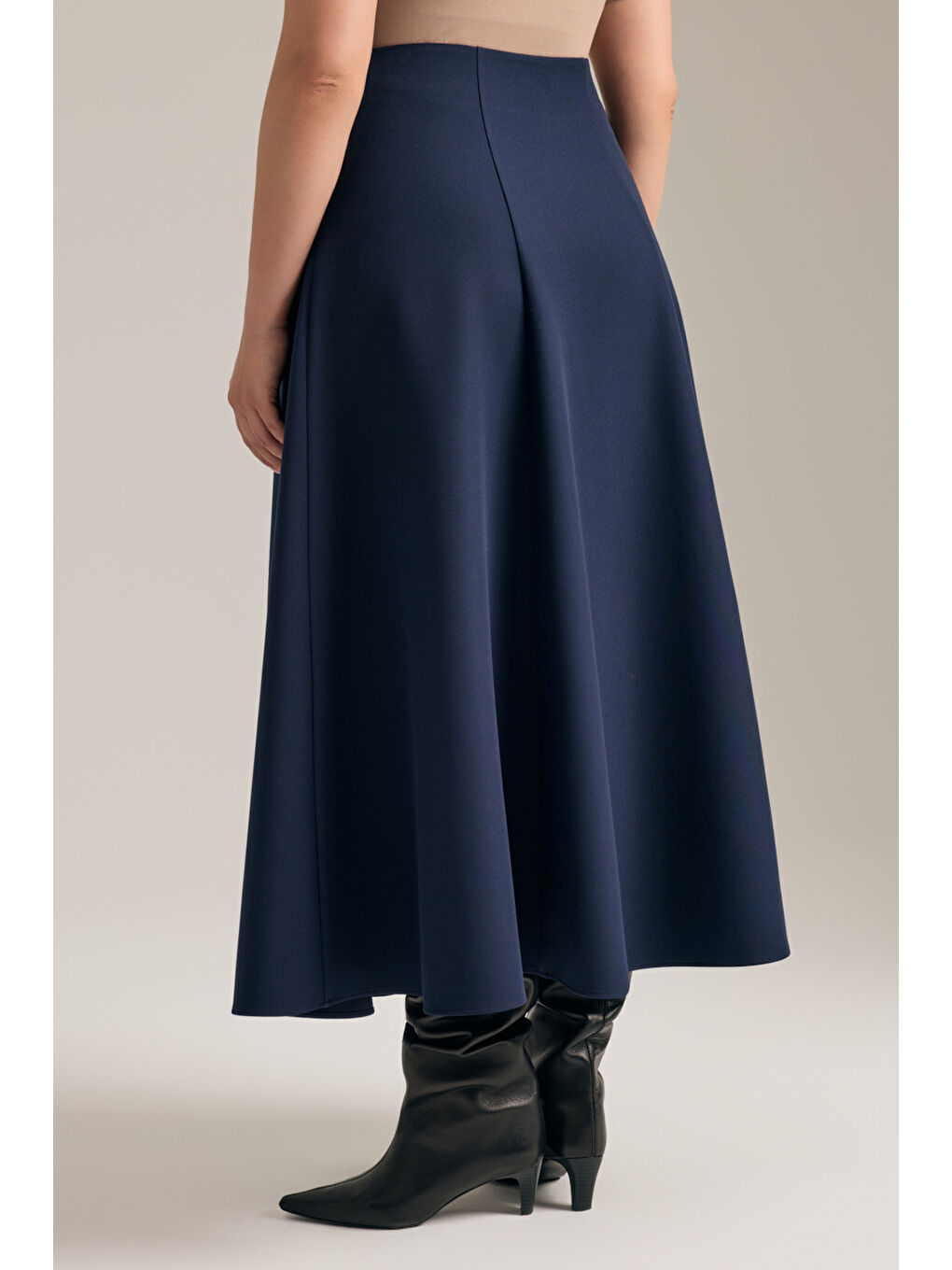 Lacivert Kuplu Kloş Etek-4