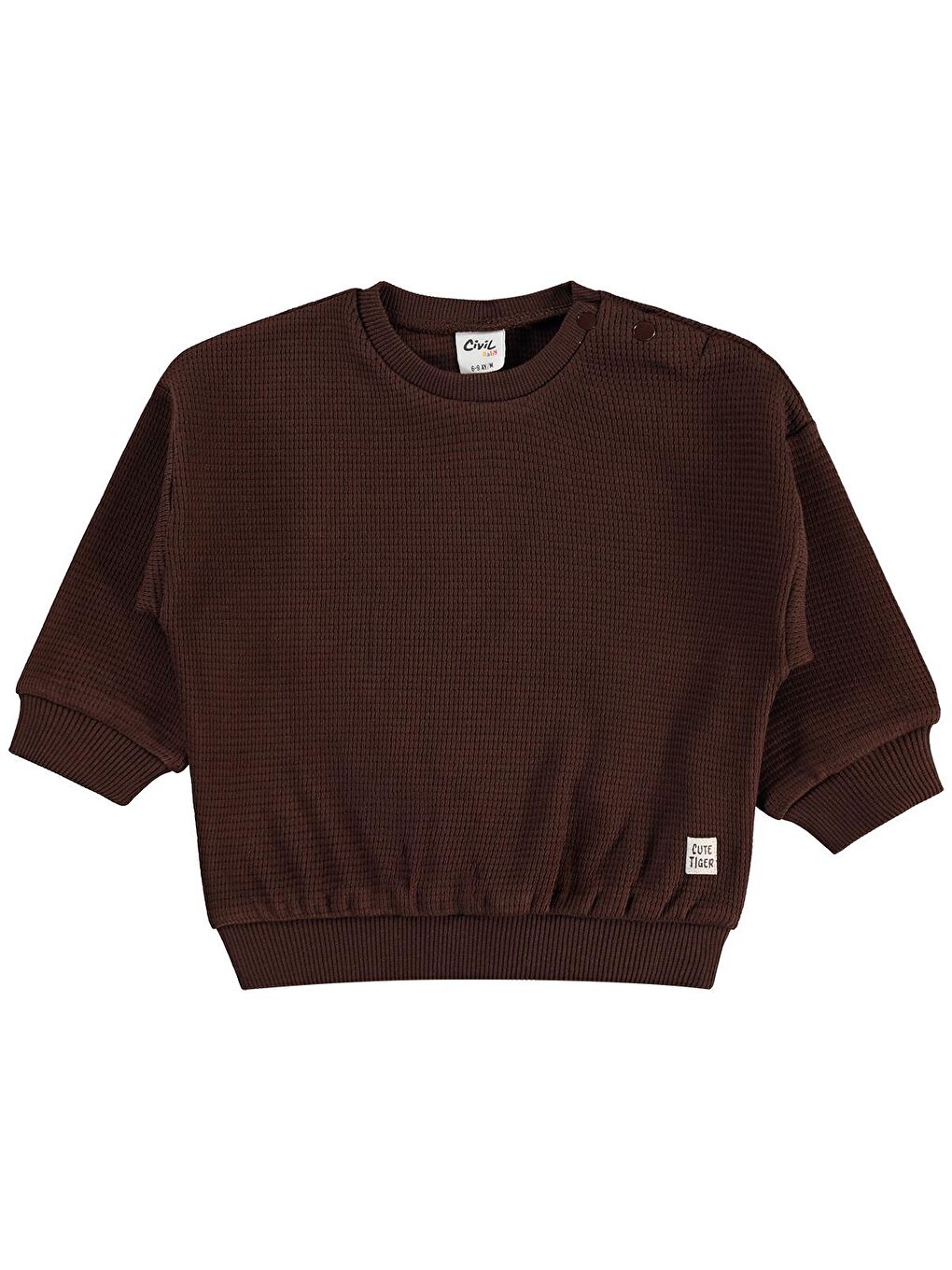 Baby Cute Tiger Etiketli 6-18 Ay Sweatshirt - Kahverengi 6-9 Ay