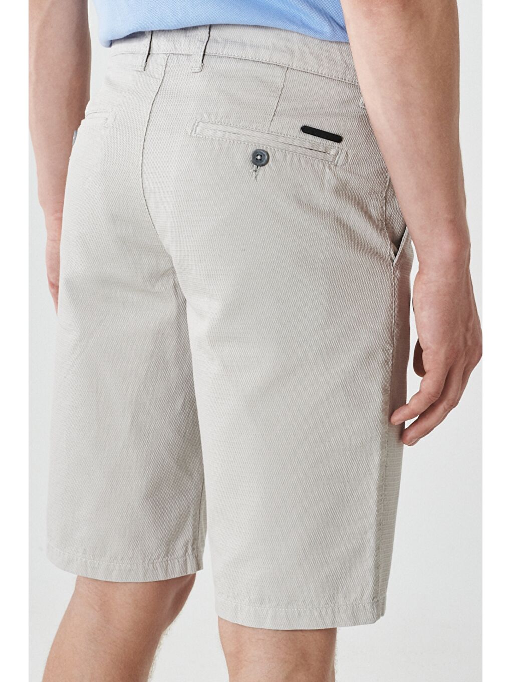 Bej Erkek Taş Slim Fit Dar Kesim Armürlü %100 Pamuk Casual Chino Şort-6