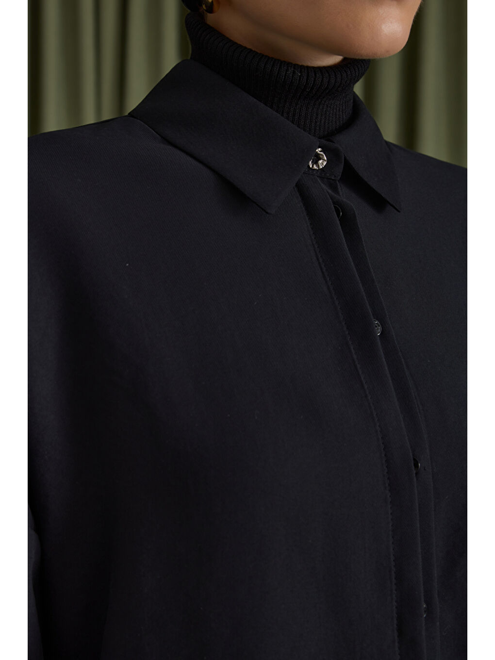 Siyah Lyocell Bluz-3