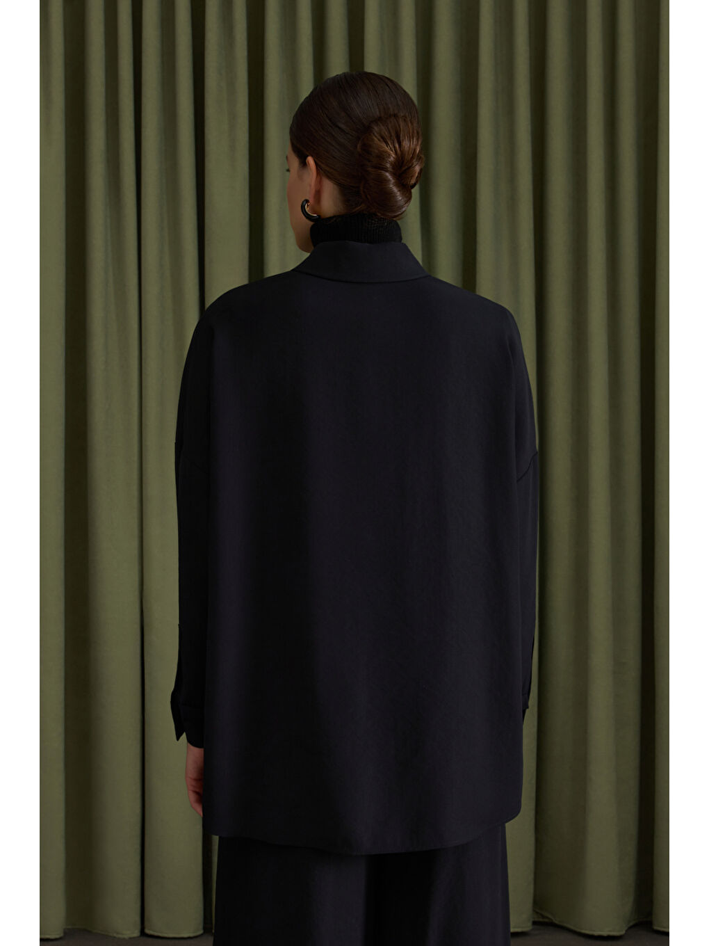 Siyah Lyocell Bluz-5