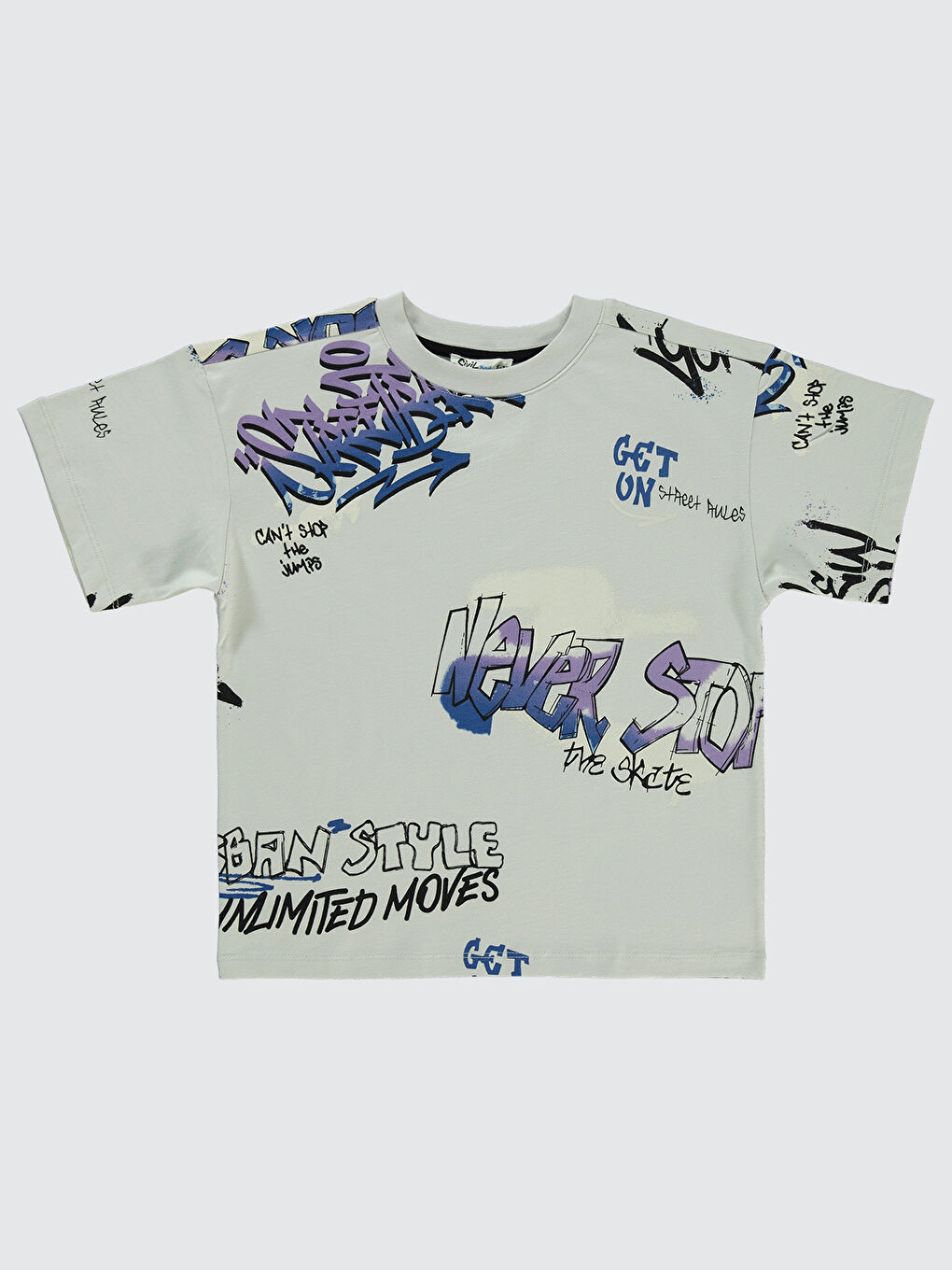 Boys Erkek Çocuk Tişört 10-13 Yaş Acık Gri-1