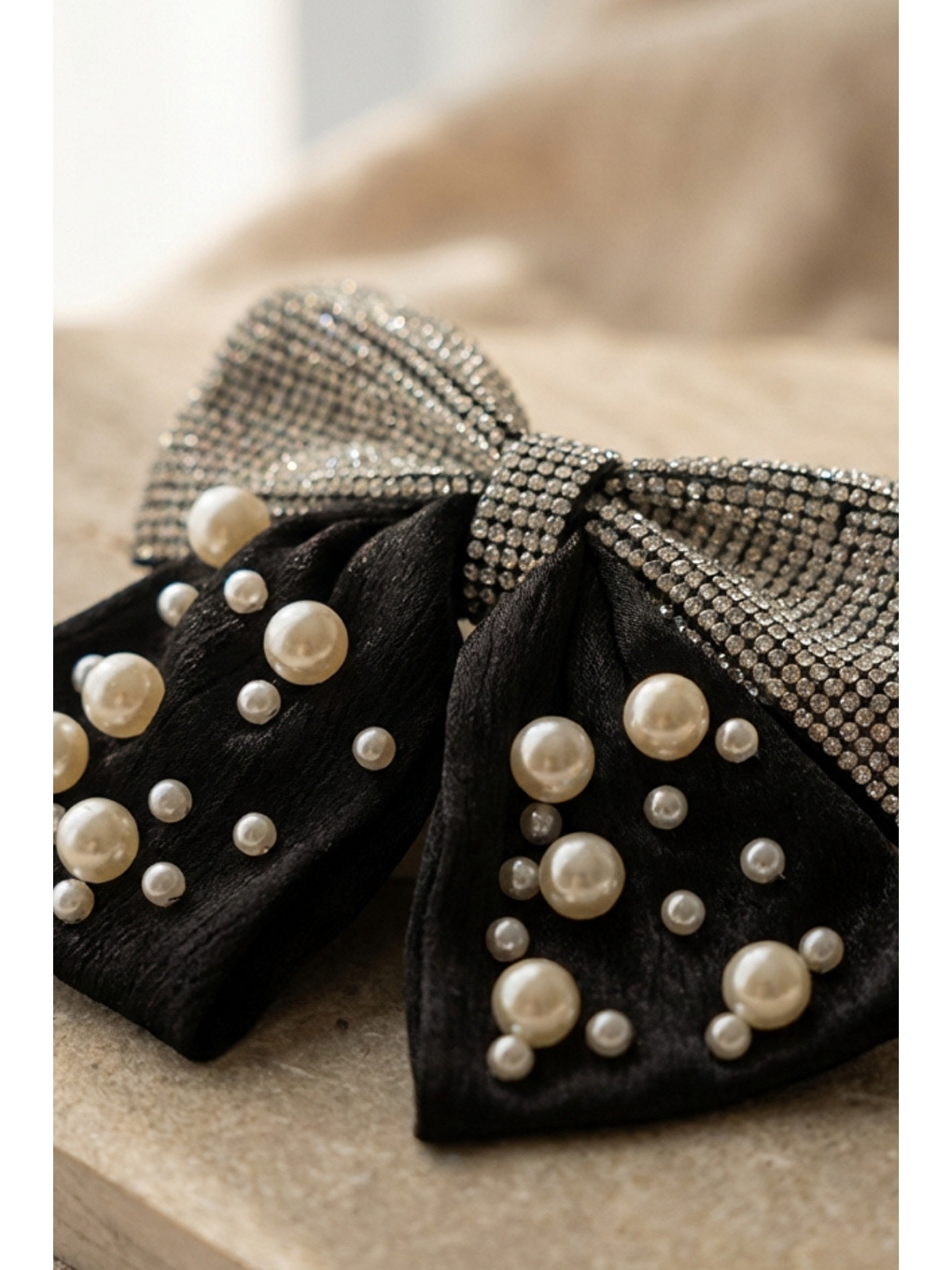 İncili Ve Taşlı Otomat Toka Siyah-2