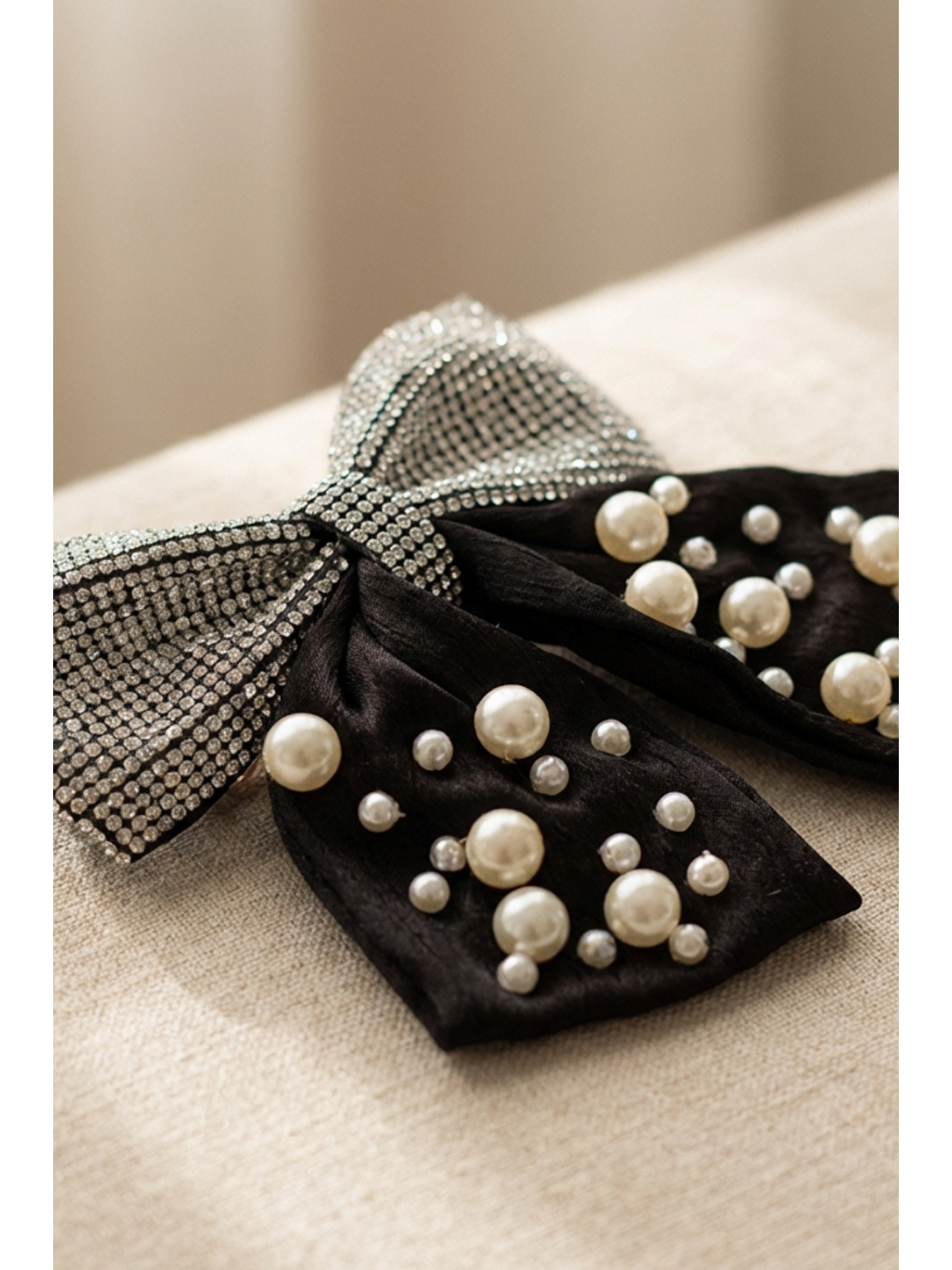 İncili Ve Taşlı Otomat Toka Siyah-3