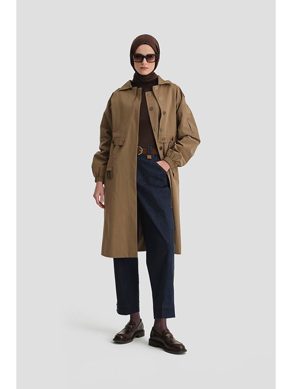 Çift Parça Görünüm Trençkot 24K7504 Haki