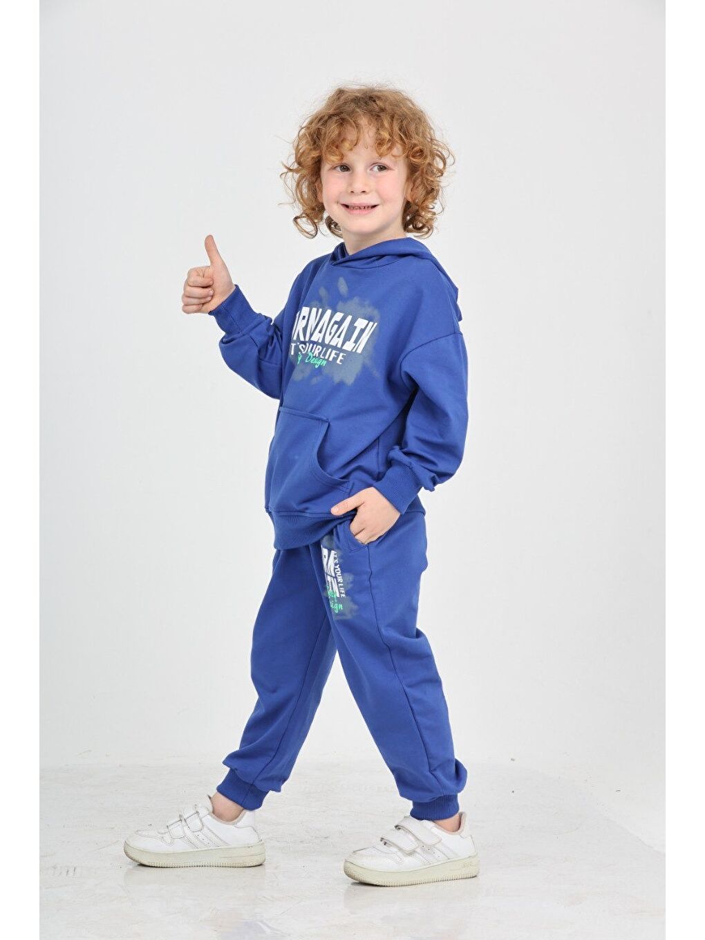 Mavi Erkek Çocuk Born Agaın Baskılı Eşofman Takım