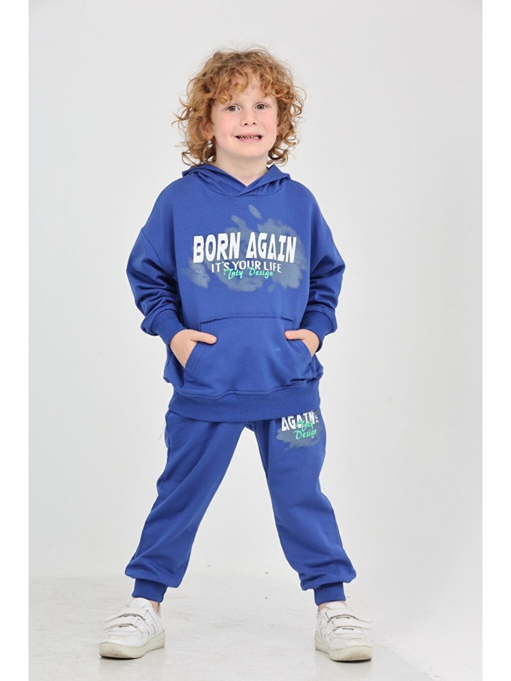 Mavi Erkek Çocuk Born Agaın Baskılı Eşofman Takım-1