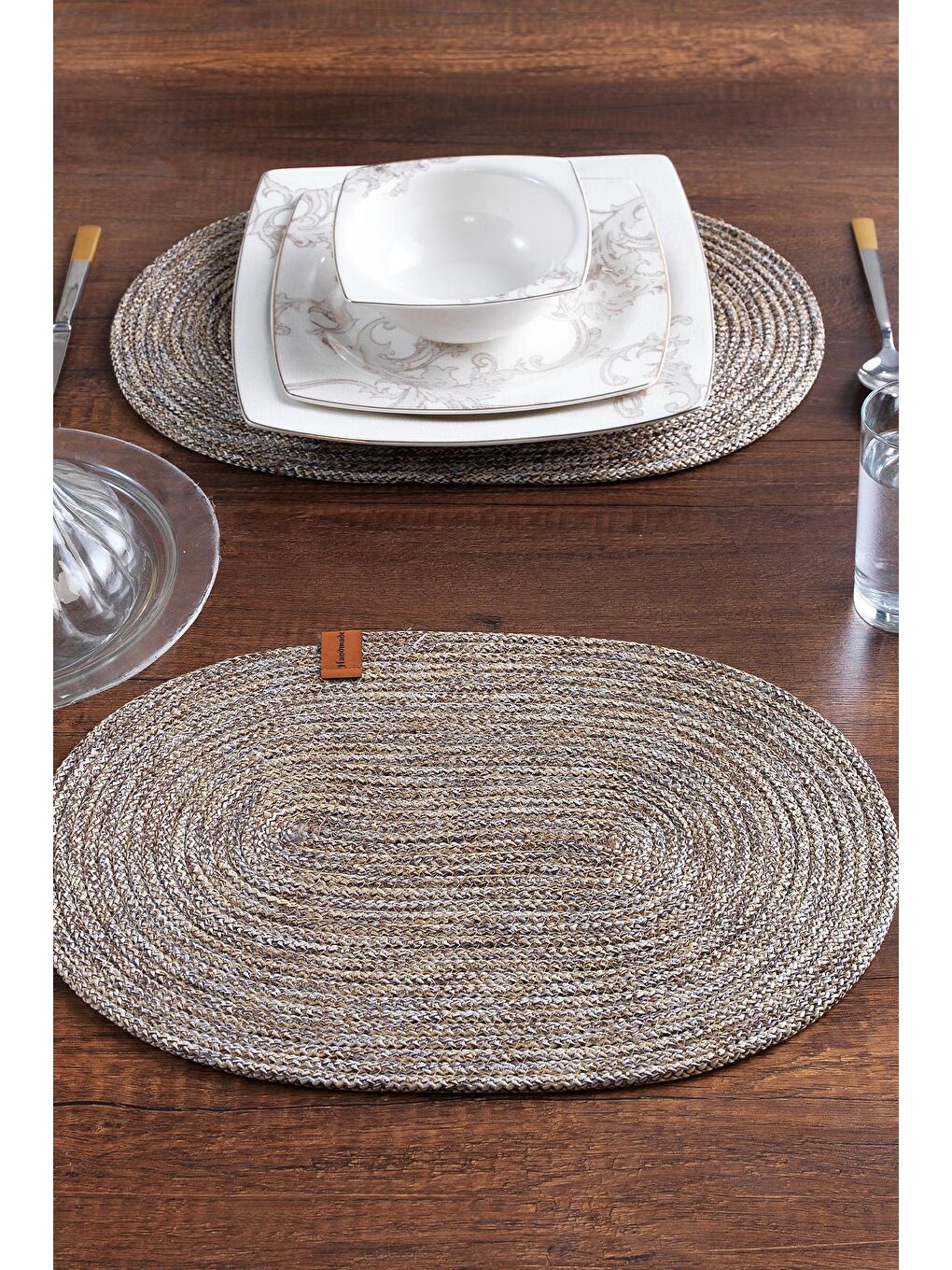 Maison Art Bej 2 Adet Oval Supla | Amerikan Servis Runner | Tabak, Tava, Altlığı Sofra Sunumluk