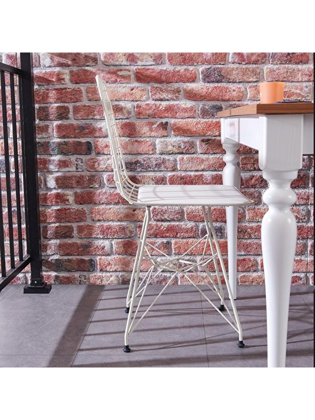 Tel Sandalye - Beyaz - 83x42x44 cm-3