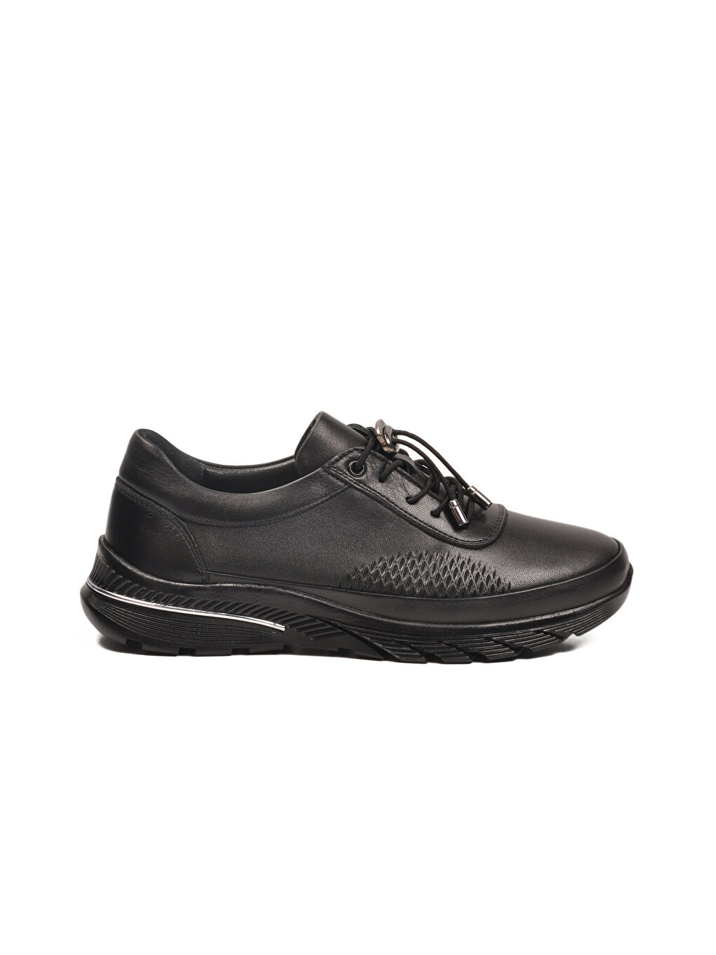 Siyah Hakiki Deri Anatomik Kadın Casual Ayakkabı PLV020 Z-1