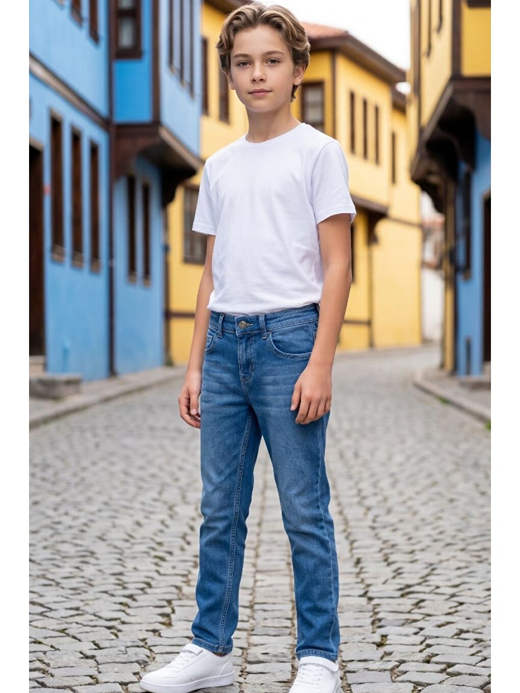Mavi Erkek Çocuk Bıyık Detaylı Elastanlı Jean Pantolon Pnt6016-1