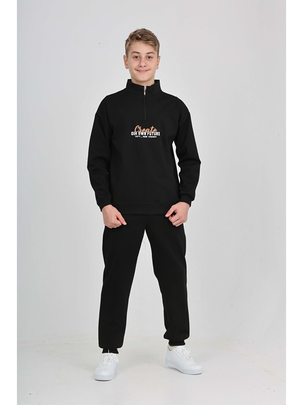 Siyah Erkek Çocuk Create Baskılı Eşofman Takım