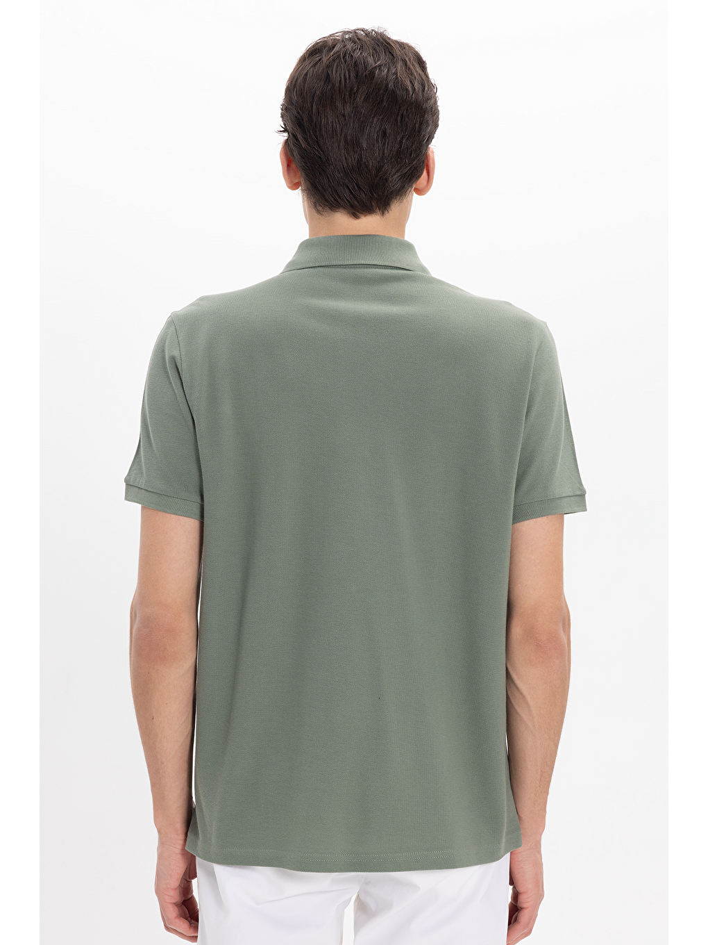 Erkek Regular Fit Klasik Kesim %100 Pamuk Düz Pike Yeşil Polo Yaka Tişört-4