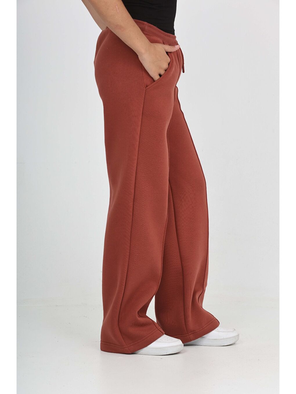 Kahverengi Kız Çocuk Bol Paça Baskılı Eşofman Alt-2