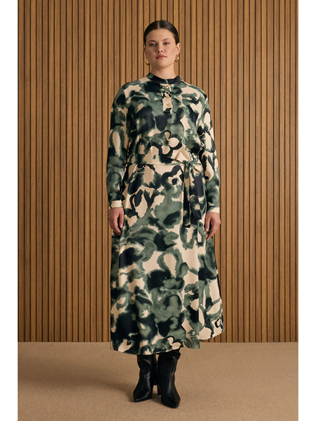 Yeşil Desenli Elbise-2