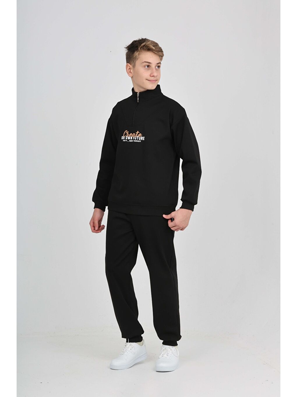 Siyah Erkek Çocuk Create Baskılı Eşofman Takım-2