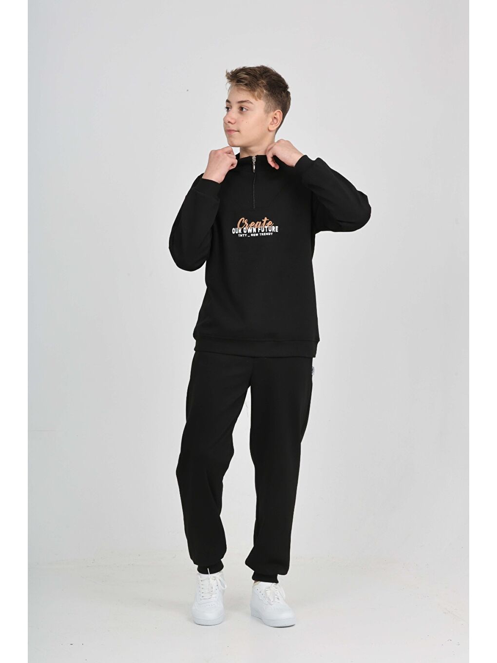 Siyah Erkek Çocuk Create Baskılı Eşofman Takım-3