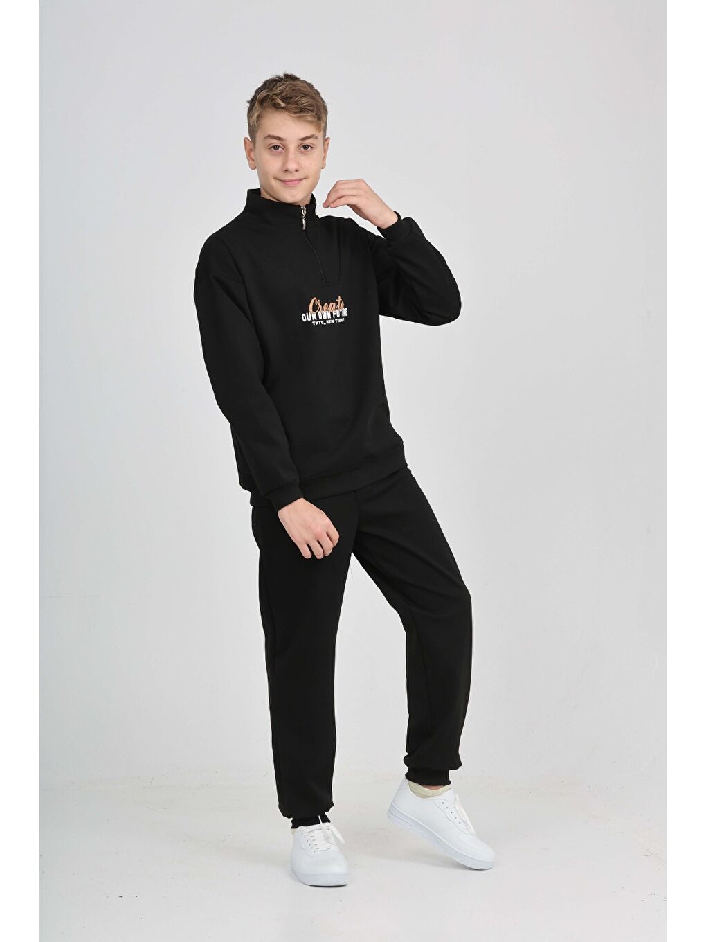 Siyah Erkek Çocuk Create Baskılı Eşofman Takım-4
