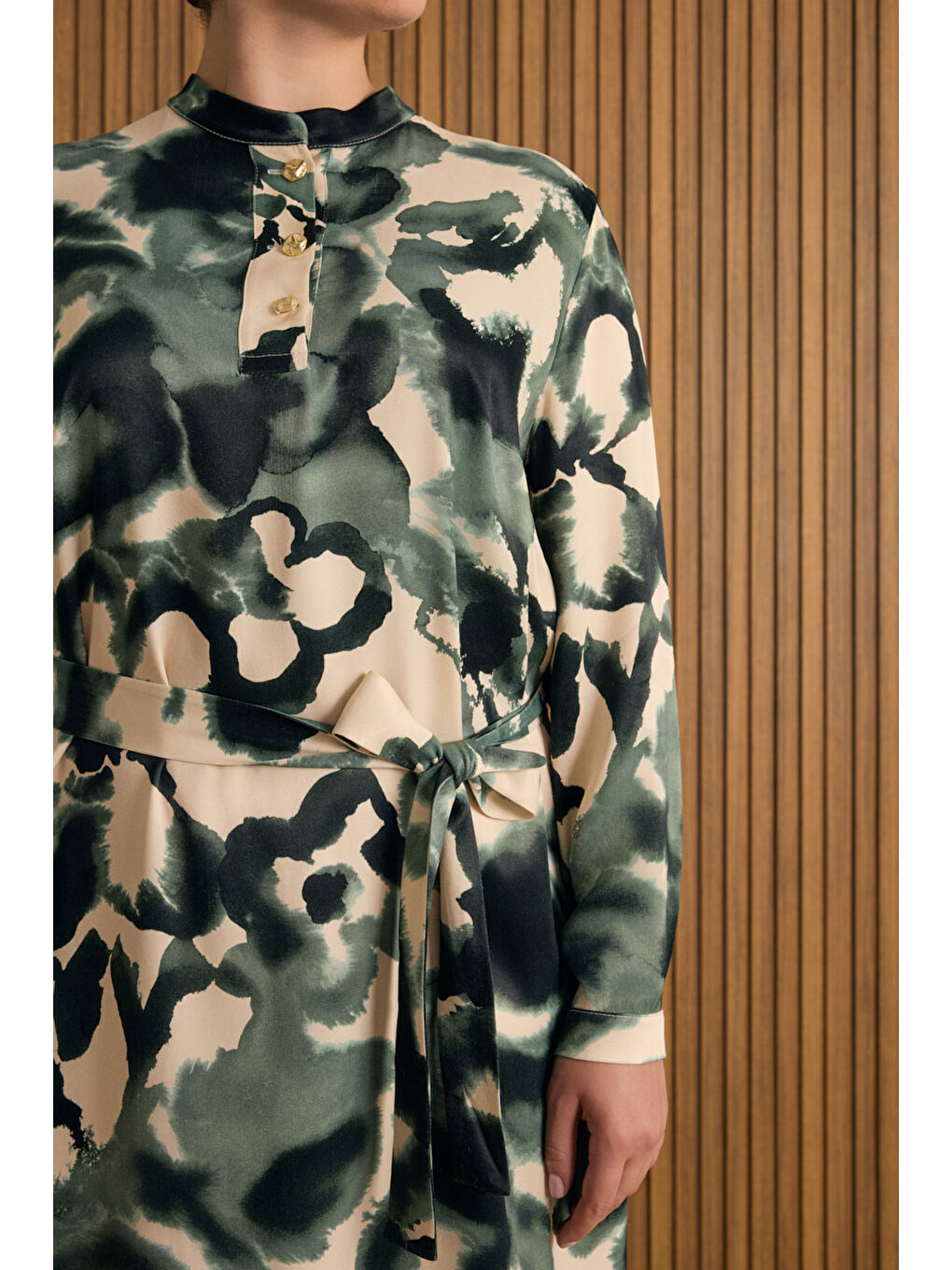 Yeşil Desenli Elbise-4