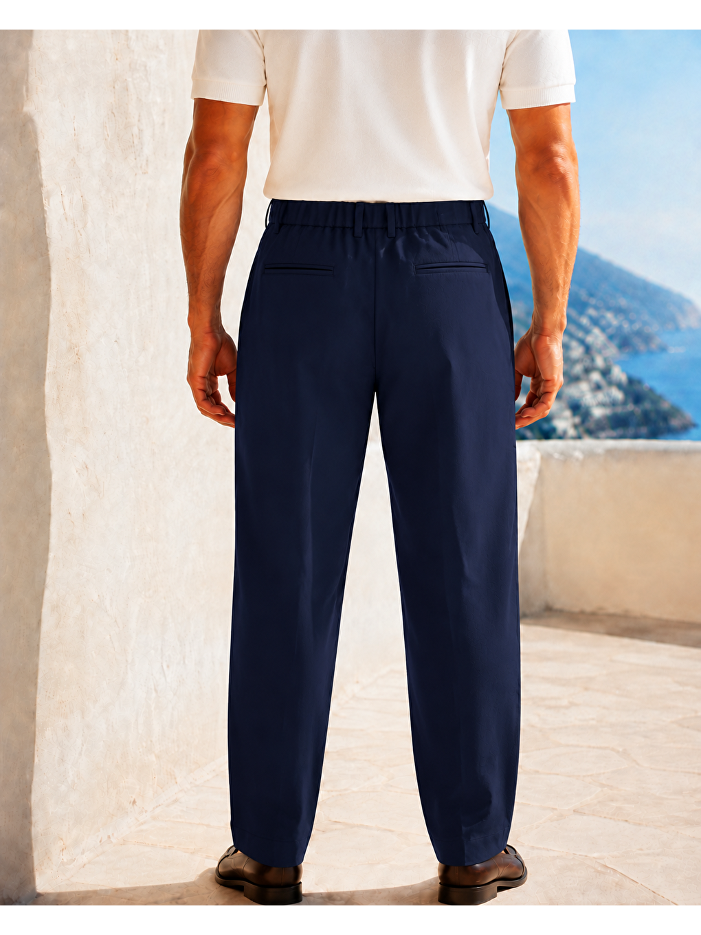 Erkek Baggy Fit Pileli Kumaş Pantolon Lacivert 0172dngr-3