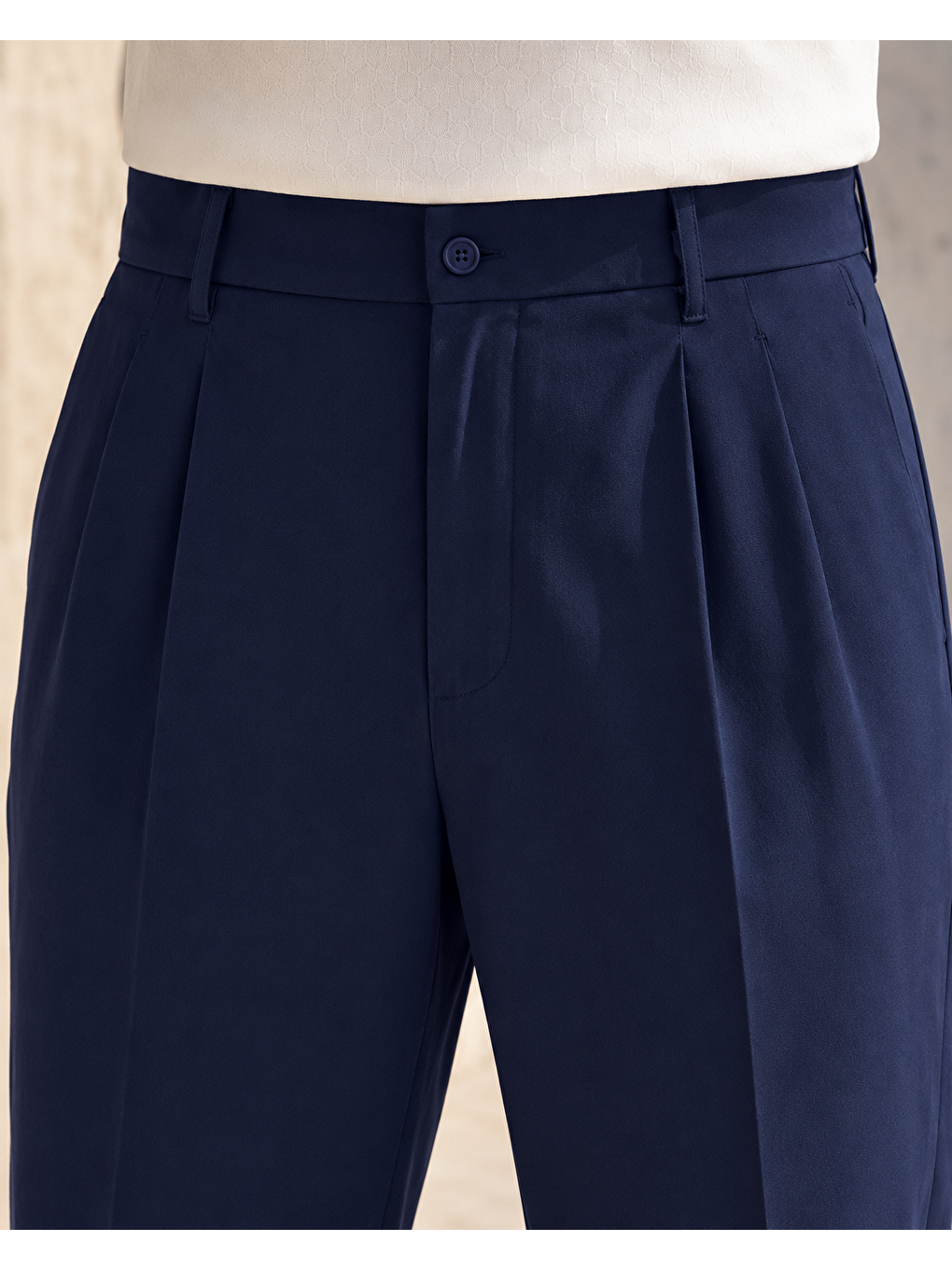 Erkek Baggy Fit Pileli Kumaş Pantolon Lacivert 0172dngr-4