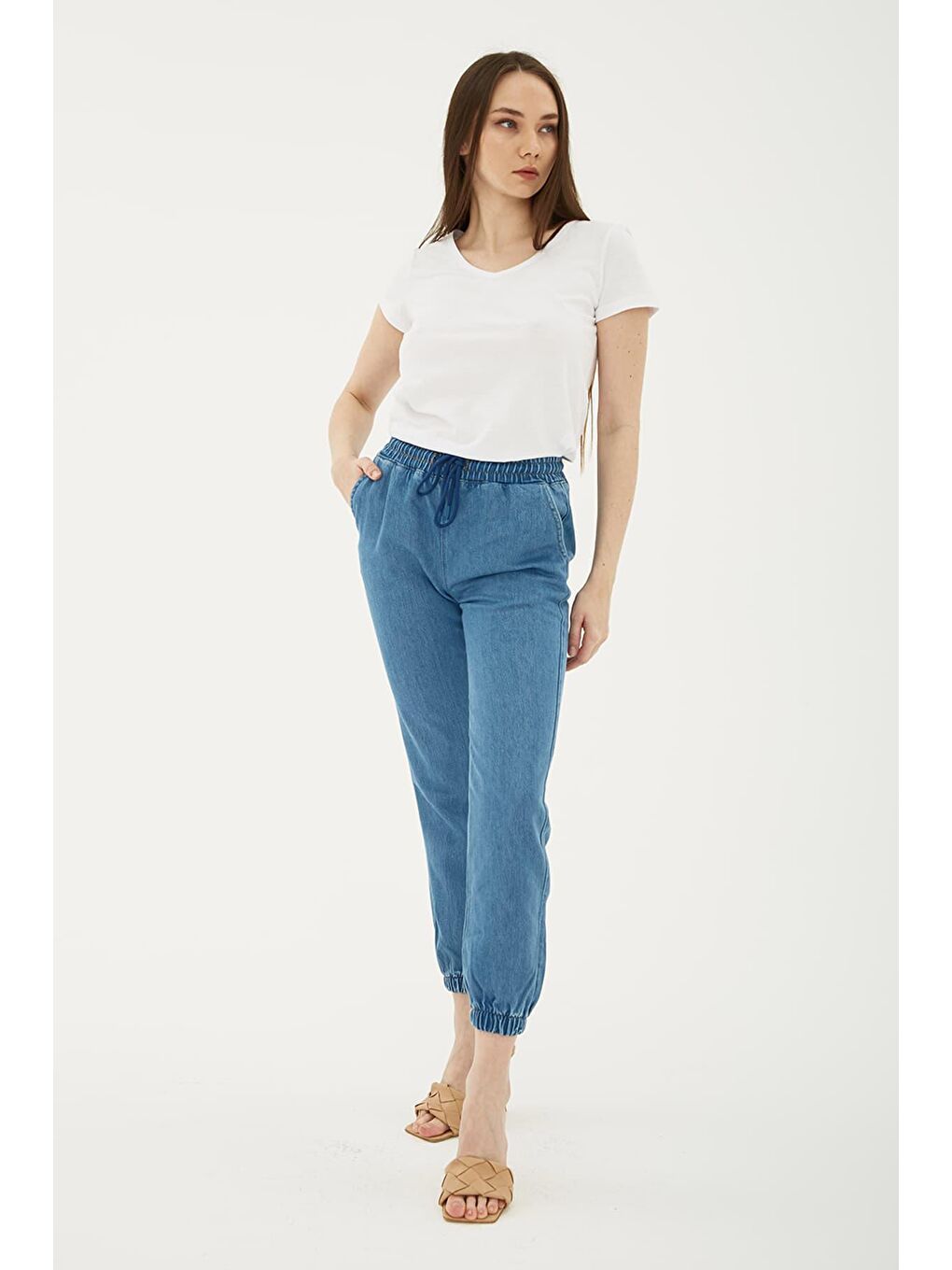 Fashion Friends Mavi Pamuklu Cepli Normal Bel Jogger Jeans Kadın Jean Pantolon 23Y0708K1 - 1