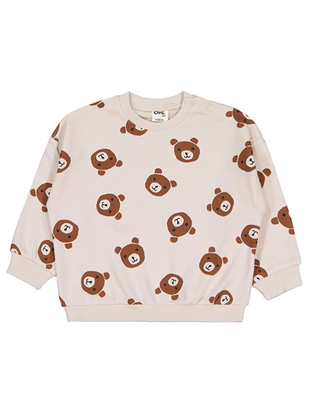 Baby Ayı Baskı 6-18 Ay Sweatshirt - Bej 9-12 Ay
