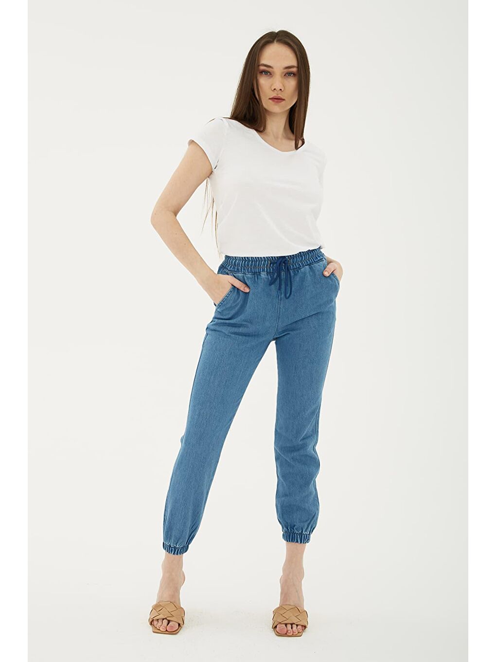 Fashion Friends Mavi Pamuklu Cepli Normal Bel Jogger Jeans Kadın Jean Pantolon 23Y0708K1 - 2