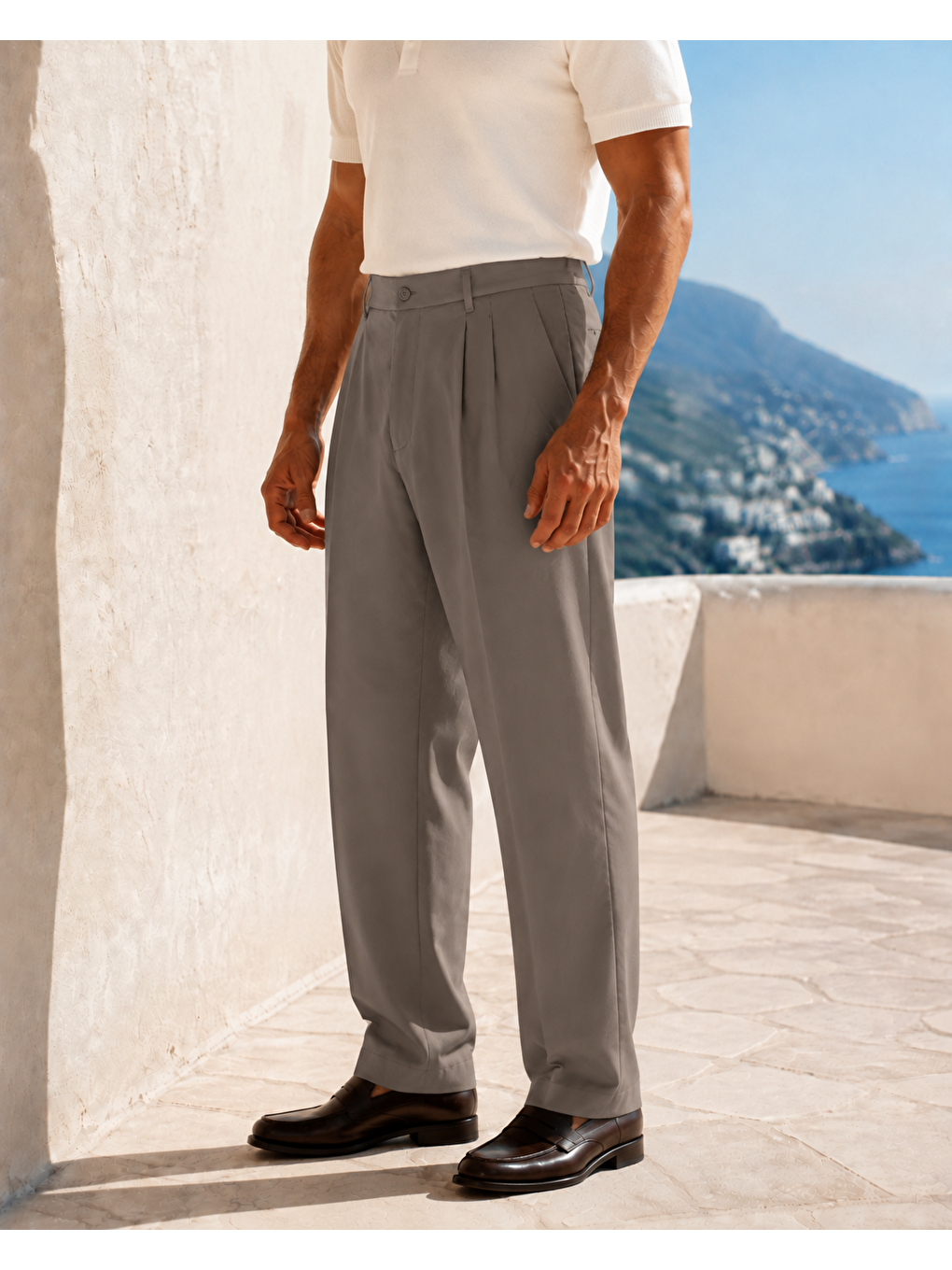 Bej Erkek Baggy Fit Pileli Kumaş Pantolon Vizon 0172dngr-2