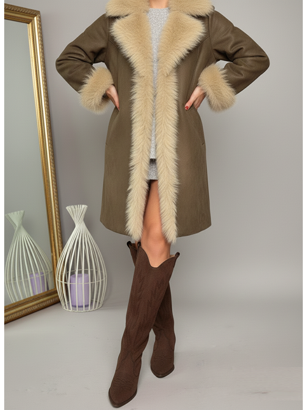 Kahverengi Kadın Çizme T267765202-4