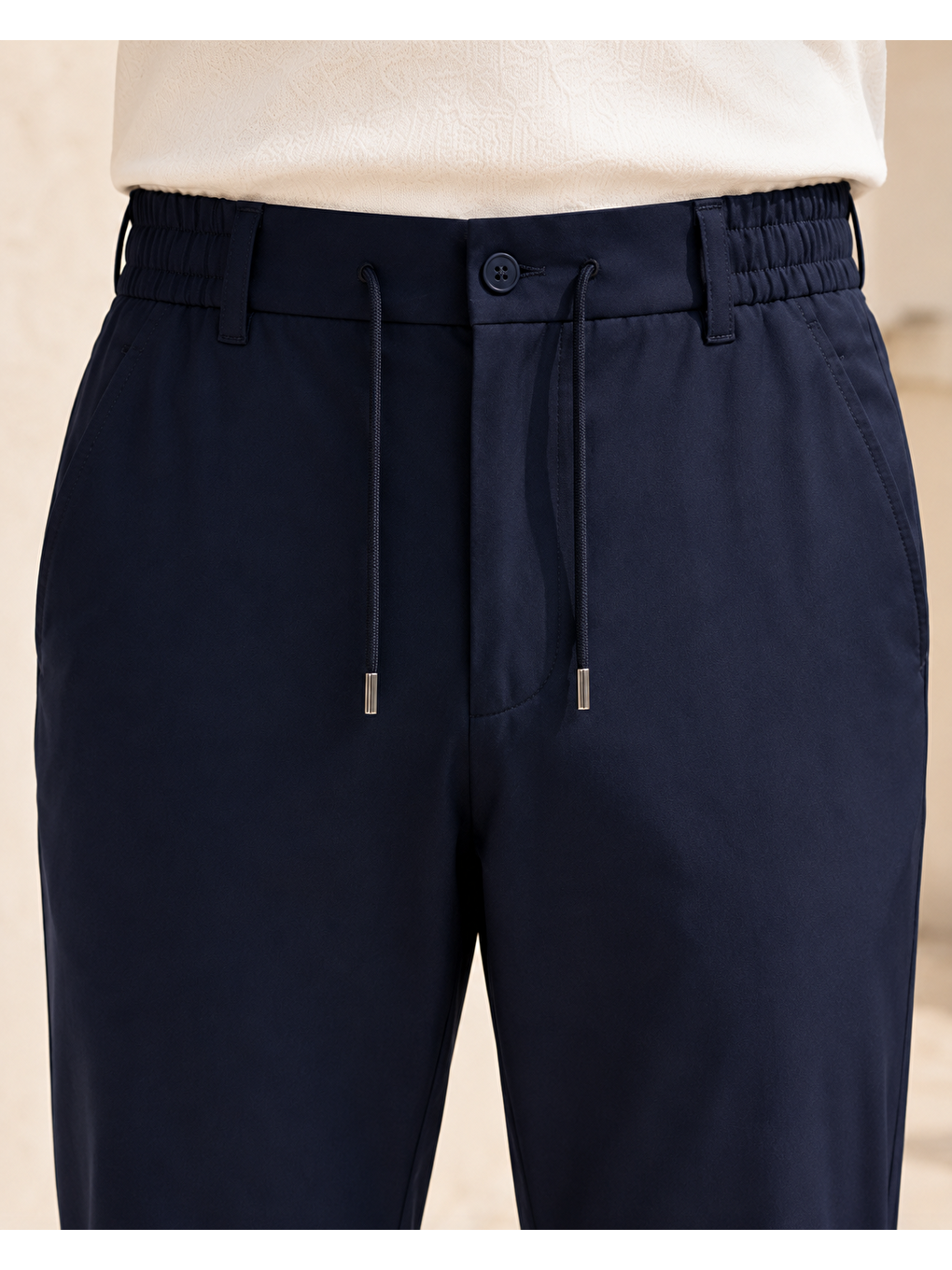 Erkek Beli Lastikli Comfort Fit Pantolon Lacivert 0170ddngr-1
