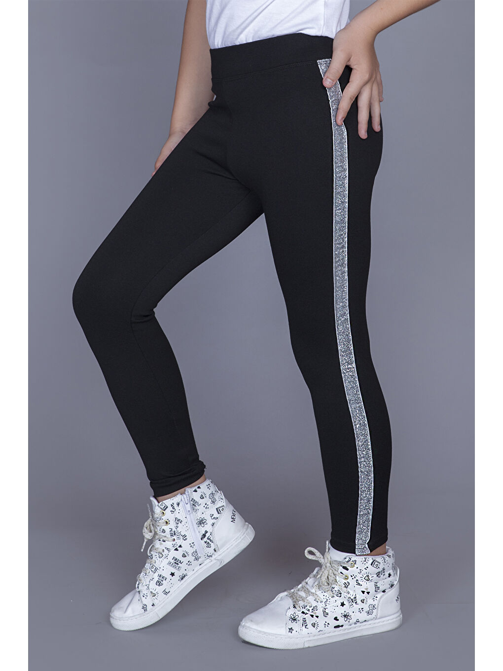 Gri Kız Çocuk Uzun Tayt-1