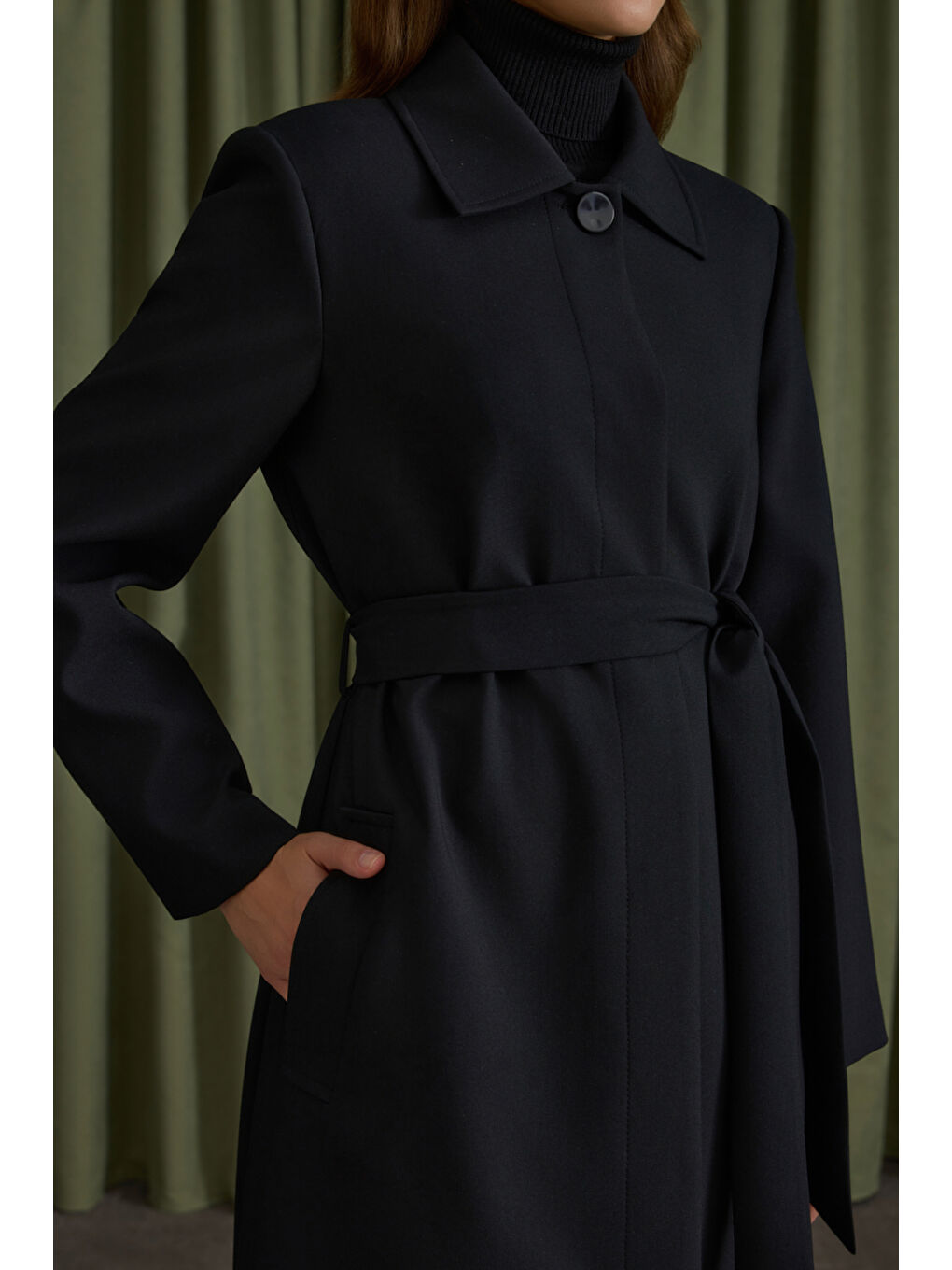 Siyah Dokuma Pardösü-4